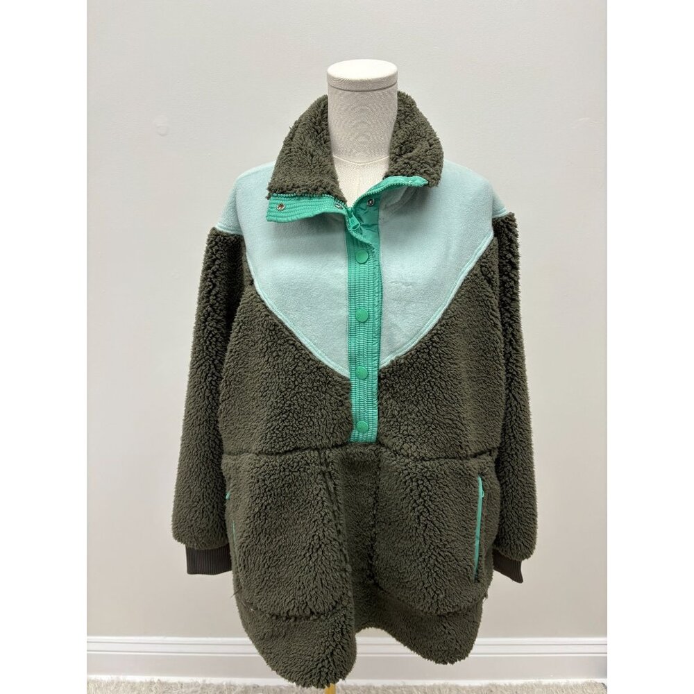 Free People Fall to Rise Fleece Quarter Snap - sage combo